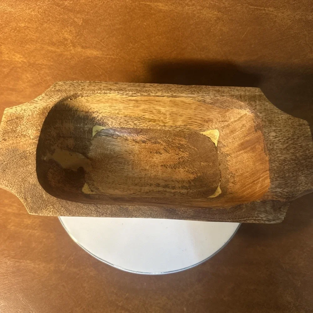 Vintage Rustic Hand Carved Mango Wood Dough/Fruit Bowl 10